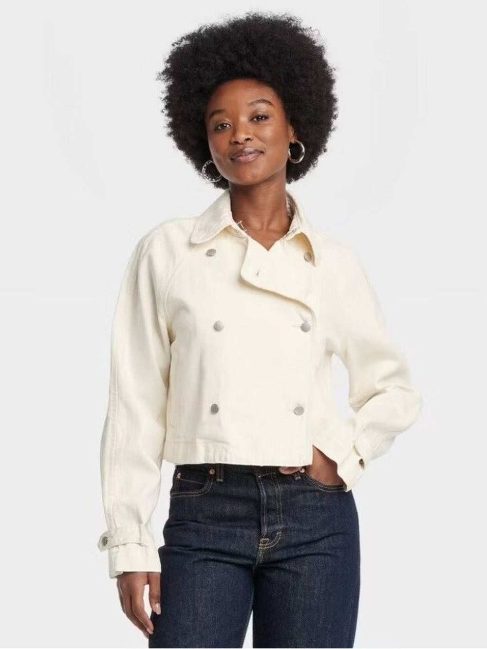 Universal Thread canvas utility cropped trench/moto jacket, large